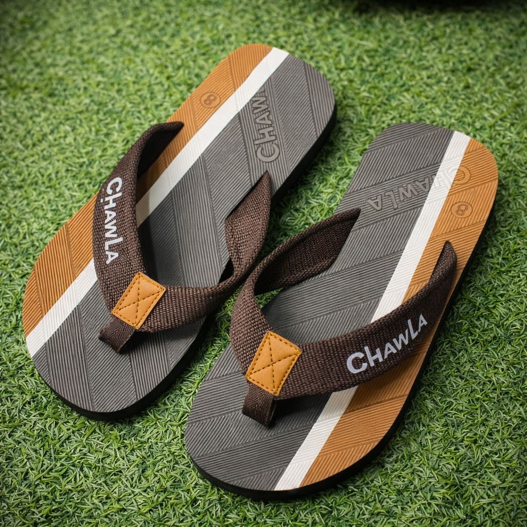 CHAWLA Comfort Flip-Flops – Brown & Grey | Durable Daily Wear