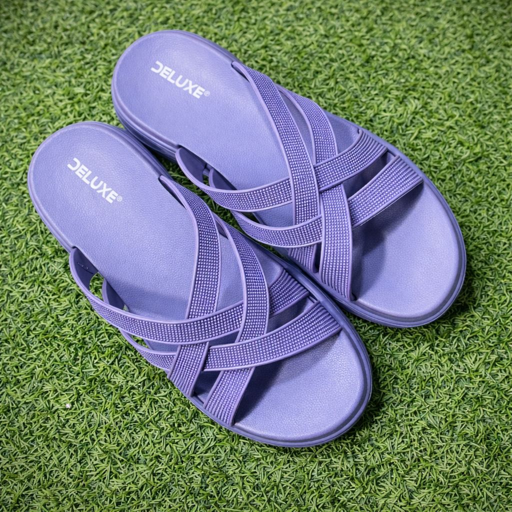 Deluxe Lavender Cross-Strap Comfort Slippers for Women